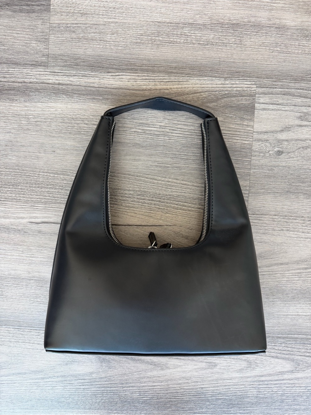 OAK + FORT Smooth Black Shoulder Tote